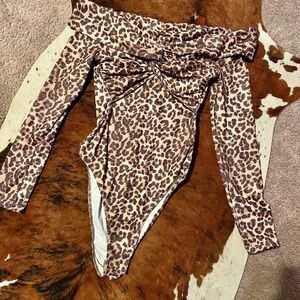 Leopard Print Off-Shoulder Bodysuit